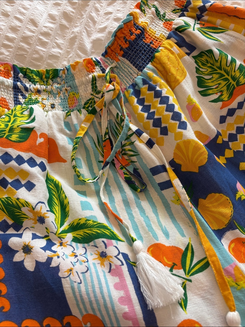 NWOT- Lightweight multicolour wide leg linen beach coverup pants size M/L